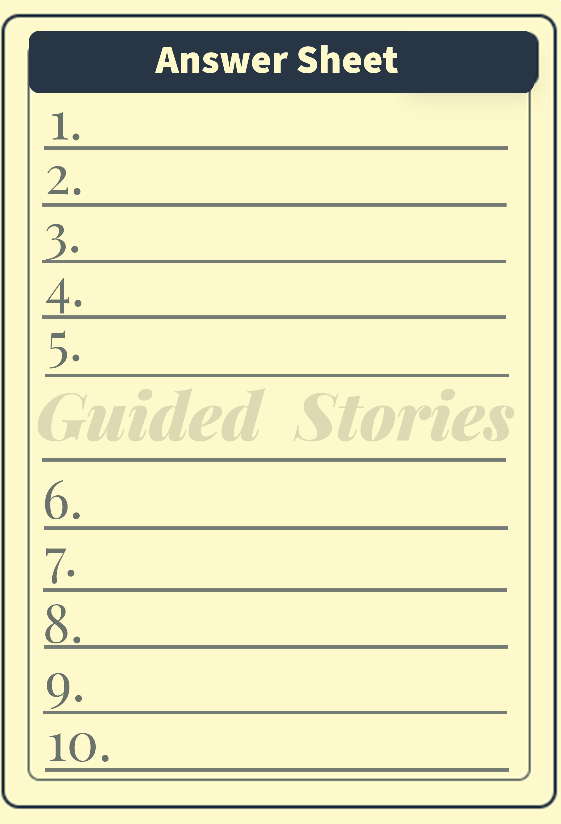 Answer Sheet Template